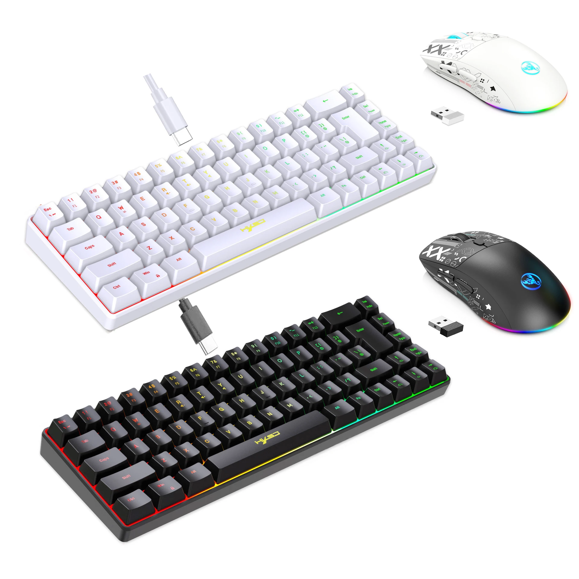 Gaming Keyboard Mini - ชุดคีย์บอร์ดและเมาส์พร้อมไฟแบ็คไลท์สำหรับเกมเมอร์ คีย์บอร์ดสีขาว นำเสนอชุดคีย์บอร์ดและเมาส์แบบมีสายสำหรับคอมพิวเตอร์ เหมาะสำหรับใช้ในบ้านและสำนักงาน