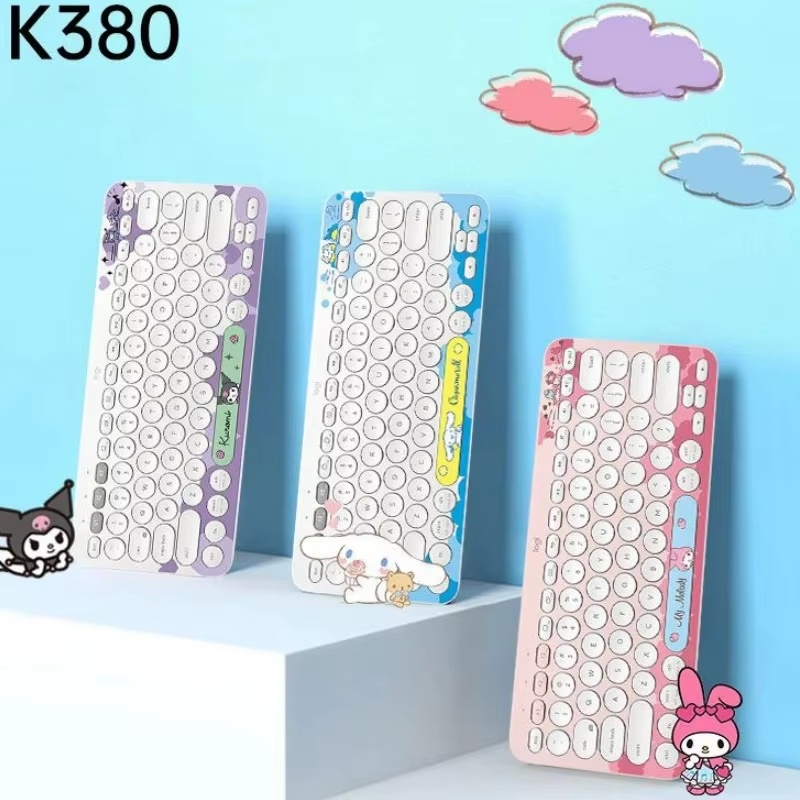 Gaming Keyboard And Mouse Set - SANRIO Cinnamoroll Kuromi เมาส์แป้นพิมพ์ไร้สายชุดแป้นพิมพ์บลูทูธ Logitech แบบพกพาขนาดเล็กเกม