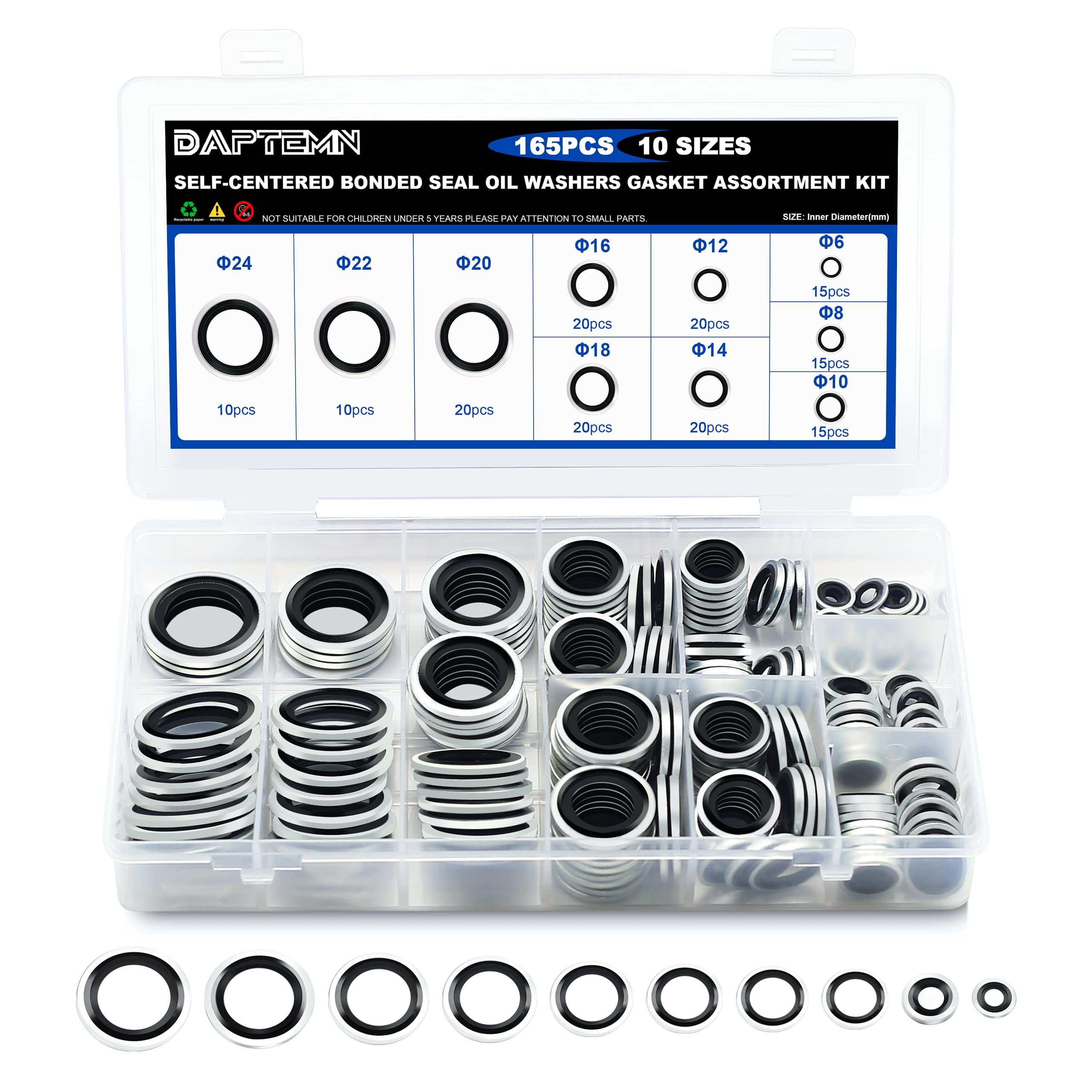 Gasket Mount Kit - เครื่องซักล้างวงแหวนซีลวงแหวนซีลวงแหวนซีลวงแหวนซีลวงแหวนชุบสังกะสีระบบเมตริกชุดคิท M6ให้ M24