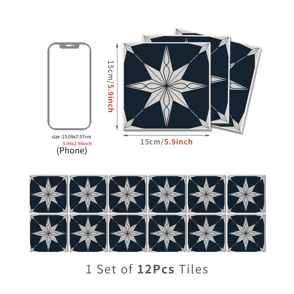 Pe Foam Sheet - วอลเปเปอร์ติดผนังลายศิลปะ 12 แผ่น ขนาด 15*15 ซม.