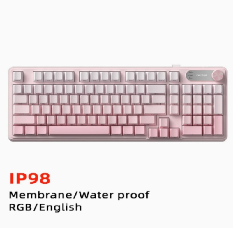 Gaming Keyboard Ip98 - IP98 FURYCUBE คีย์บอร์ดเมมเบรนสำหรับเล่นเกมแบบมีสาย RGB โปร่งแสง PBT