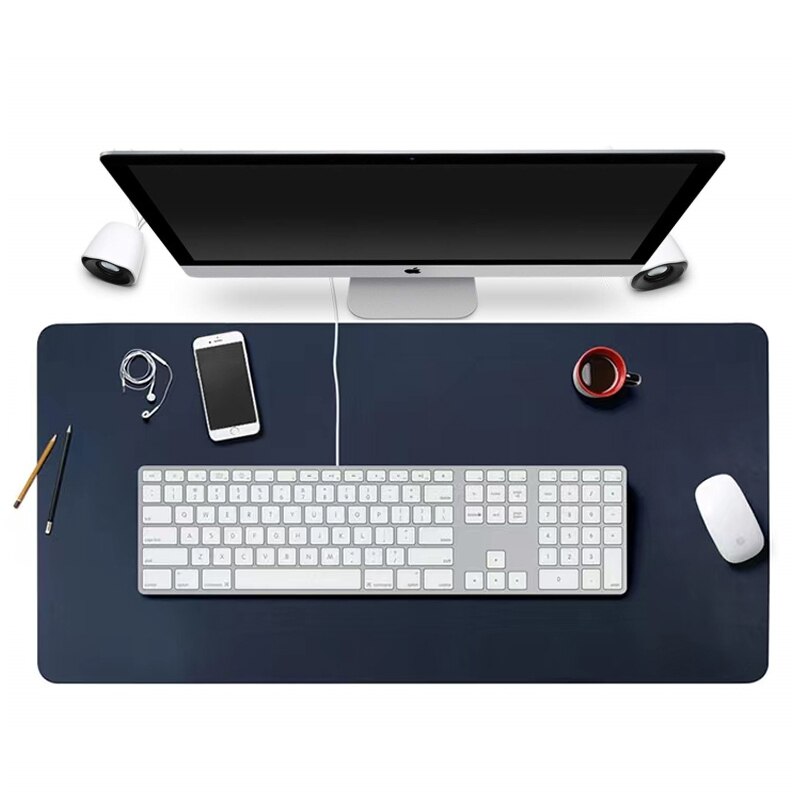 Gaming Keyboard Tactile - แผ่นรองเมาส์ขนาด70x35ซม. ขนาดใหญ่สำหรับบ้านสำนักงานแผ่นรองเมาส์สีน้ำเงินเข้มหนัง PU หนังนิ่มกันน้ำแผ่นรองเมาส์สำหรับเล่นเกม