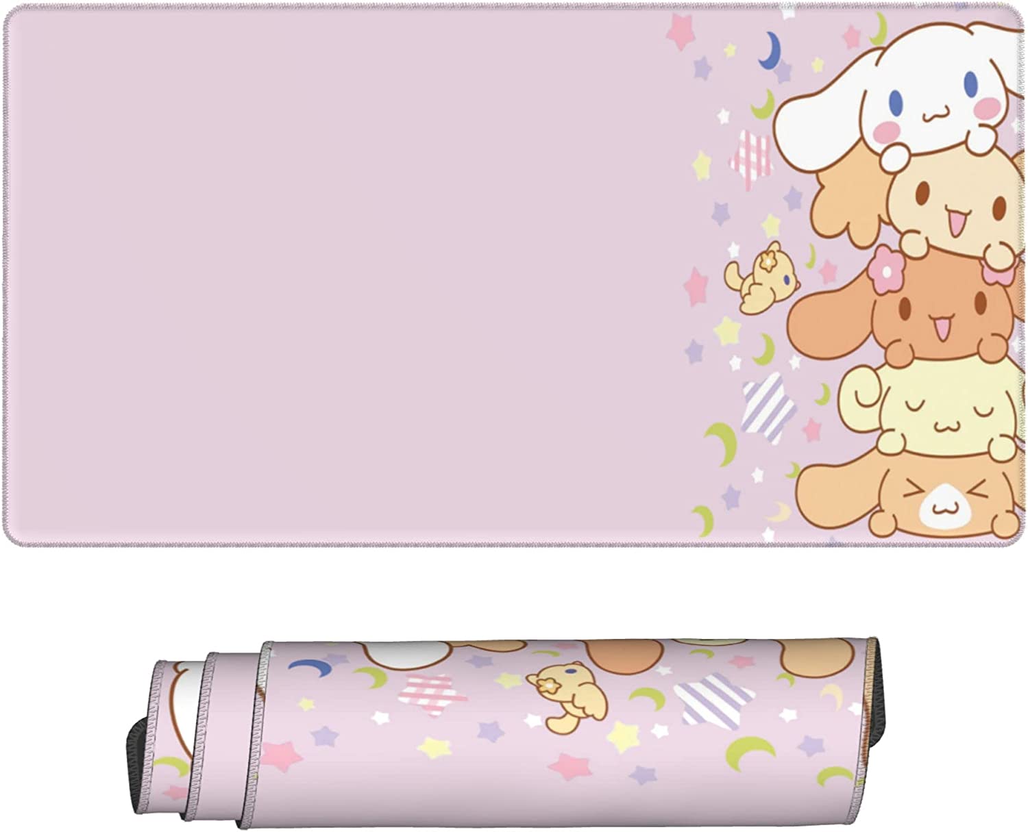 Gaming Keyboard Mouse - Kawaii น่ารักสุนัขเมาส์แผ่นความแปลกใหม่อะนิเมะขนาดใหญ่สีชมพูแป้นพิมพ์ลื่น Extended Extended แผ่นรองปูโต๊ะกันน้ำ XXL