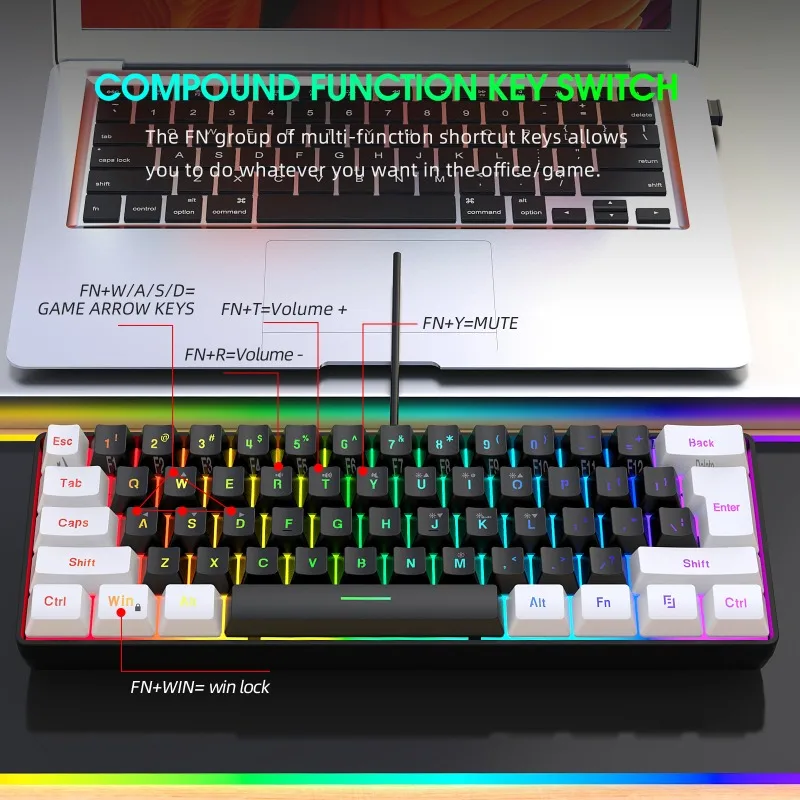 ชุดคีย์บอร์ดและเมาส์ 60% สำหรั - Gaming Keyboard And Mouse Set บทวิจารณ์และราคา